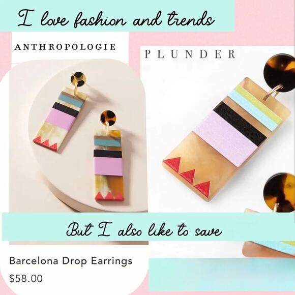 New Plunder “Kenadee” Rectangle Acrylic Earrings (2.25”) - Picture 4 of 5